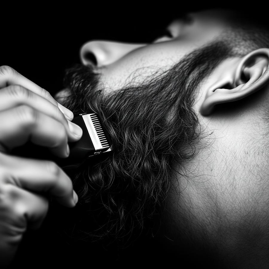 Sistemazione della barba con rifinitura dei contorni