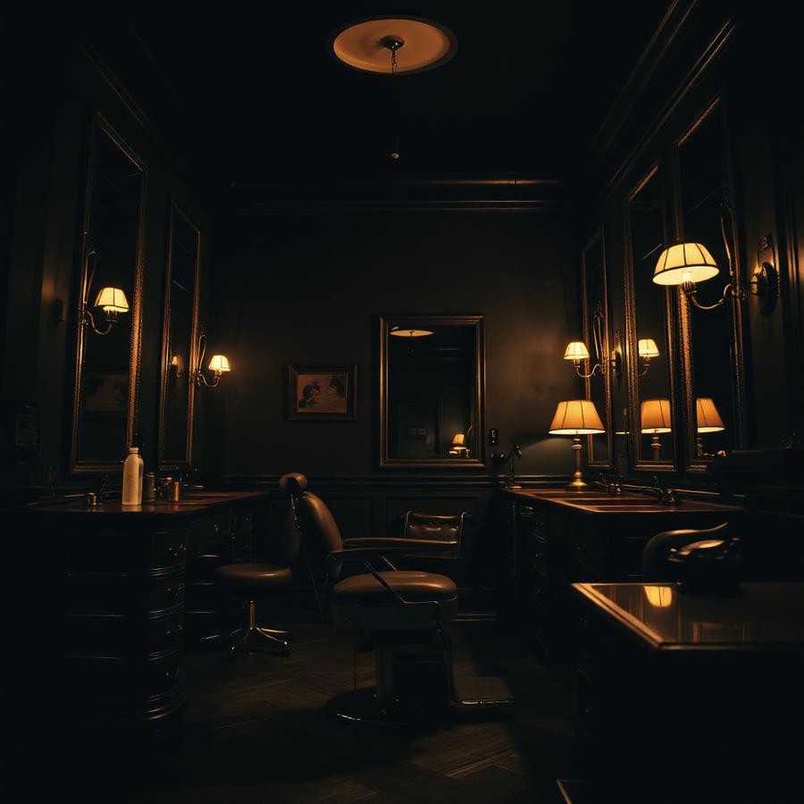 Interno della barberia con poltrona vintage